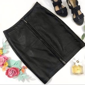 Express {genuine leather} front zip pencil skirt